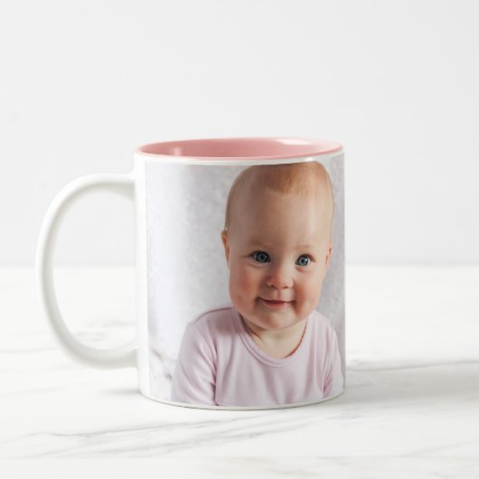 5孫の写モノグラムのパーソナライズされた真 ツートーンマグカップ (左)