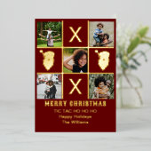 5家族写真Tic Tac Toe Ho Ho Ho Christmas F 箔シーズンカード (立ち正面)