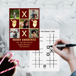 5家族写真Tic Tac Toe Ho Ho Ho Christmas F 箔シーズンカード