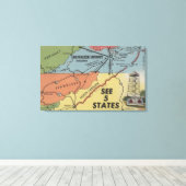 5州の詳細地図 – Big Walker Lookout, V キャンバスプリント (インサイチュ (ウッドフロア))