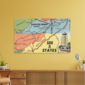 5州の詳細地図 – Big Walker Lookout, V キャンバスプリント (インサイチュ (リビング))