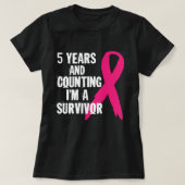 5年で数えて生き残った乳がん Tシャツ (デザイン正面)
