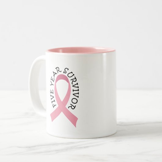 5年の乳癌の生存者のマグ ツートーンマグカップ (正面左)