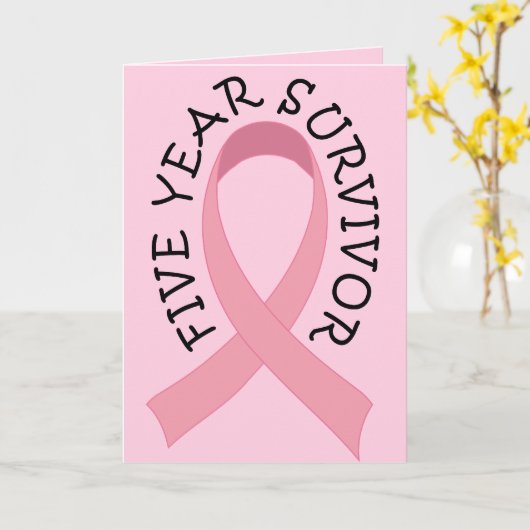 5年の乳癌の生存者 カード (黄色い花)