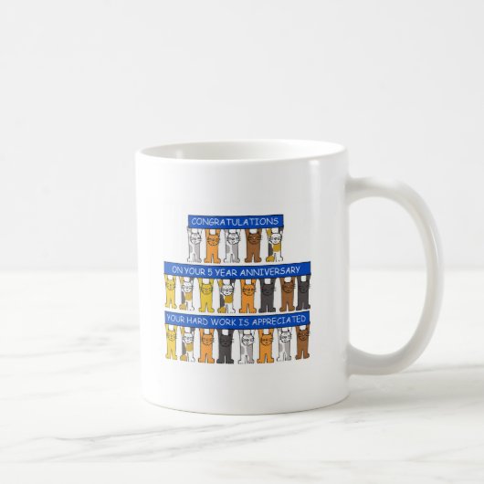 5年の仕事記念日のお祝い、猫 コーヒーマグカップ (右)