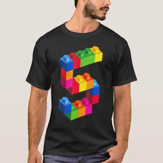 5年の古い建物ブロック誕生日ブリック5th tシャツ (正面)