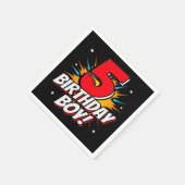 5年オールドスーパーヒーロー誕生日ボーイ5th誕生日 スタンダードカクテルナプキン (角)