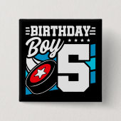 5年オールドホッケーパーティーテーマ5th誕生日ボーイ 缶バッジ (正面)
