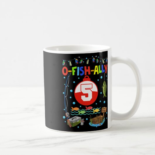 5年オールド魚釣り5th誕生日ボーイデイパーティー12月 コーヒーマグカップ (右)