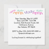 5年カスタム間の写真応援誕生日ストリーマー 招待状 (裏面)