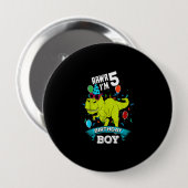 5年カッコいいTレックス恐竜第5誕生日少年 缶バッジ (正面&裏面)