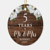 5年パーソナライズされた木の記念日ギフトさん セラミックオーナメント (左)