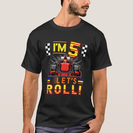 5年フォーミュラレースカー5誕生日 Tシャツ (正面)