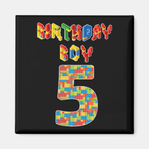 5年前の贈り物建物ブロックス第5誕生日ボーイ マグネット