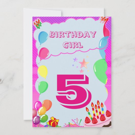 5年前の5歳の誕生日パーティーの招待 招待状 (裏面)