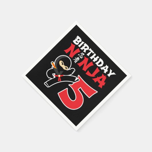 5年古空手忍者パーティーキッズ5th誕生日 スタンダードカクテルナプキン (角)