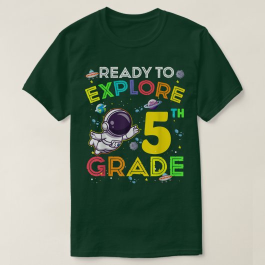 5年生かわいい宇宙飛行士キッズボーイを探索する準備ができて Tシャツ (デザイン正面)