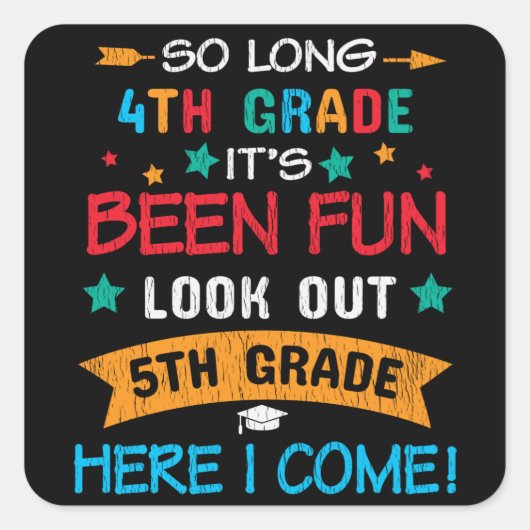 5年生ここで見る私は来新学期キッズ スクエアシール (正面)