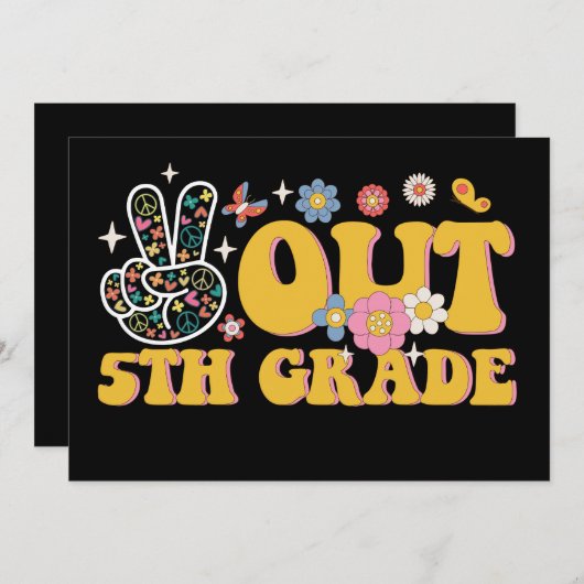 5年生さようなら クールな最後の登校日 招待状 (正面/裏面)