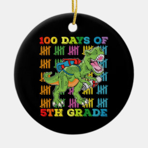 5年生になって100日目 T-Rex 恐竜 学校 セラミックオーナメント