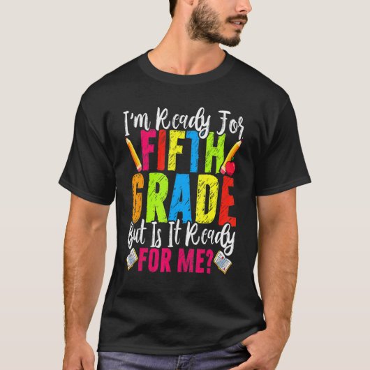 5年生にワクワク!学校初日の少年 Tシャツ (正面)