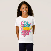 5年生のかわいい女の子、学校が始まる Tシャツ (正面フル)