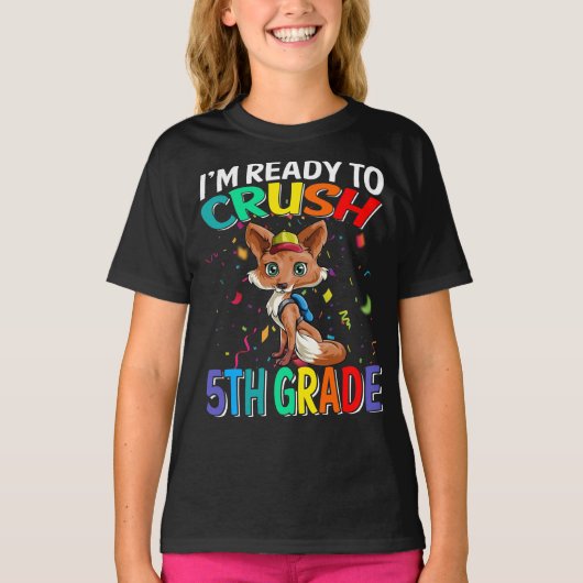 5年生のキツネTシャツを潰す準備ができている Tシャツ (正面)