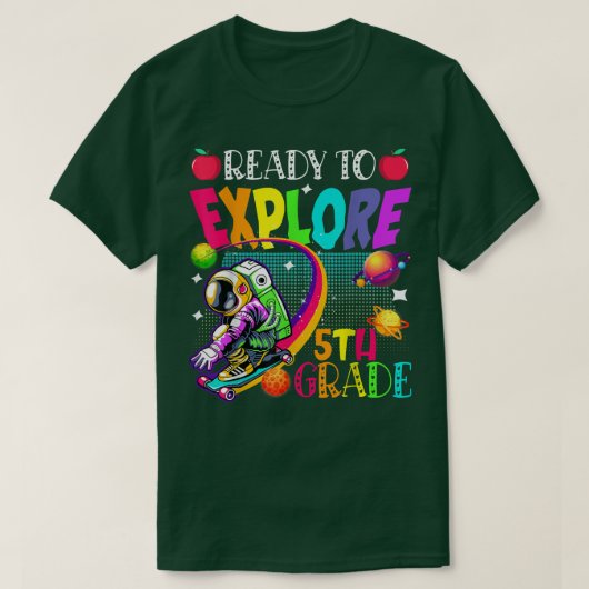 5年生のスケートで滑る宇宙飛行士を戻る Tシャツ (デザイン正面)