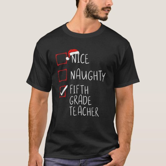 5年生の先生のクリスマスプレゼントリスト サンタ服 Tシャツ (正面)