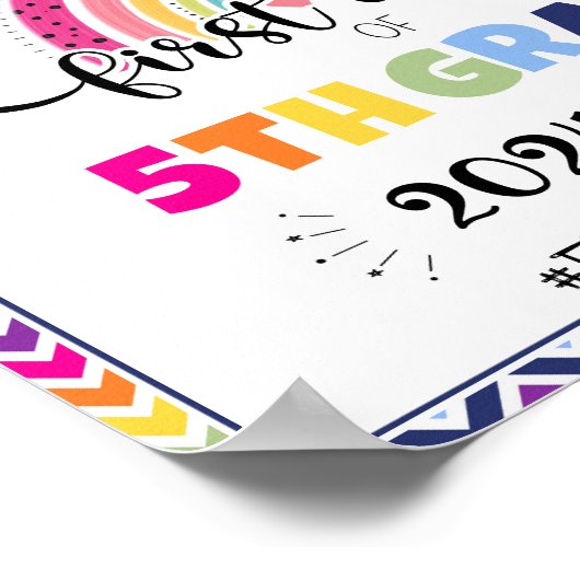 5年生の写真立て柱の看板の最初の日 ポスター (角)