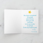 5年生の少年卒業ブルーフクロウおめでとう カード (内部)