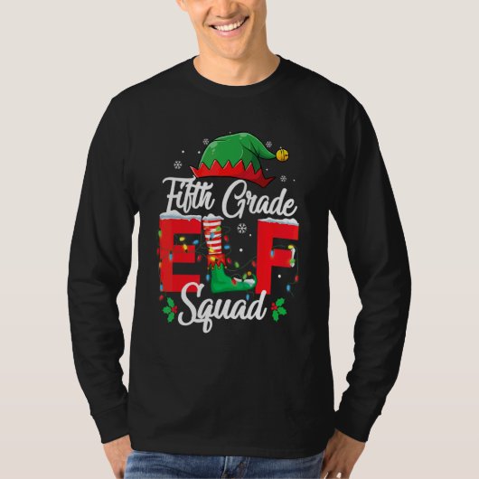 5年生エルフ部隊 5年生の先生 クリスマスのマッチ Tシャツ (正面)