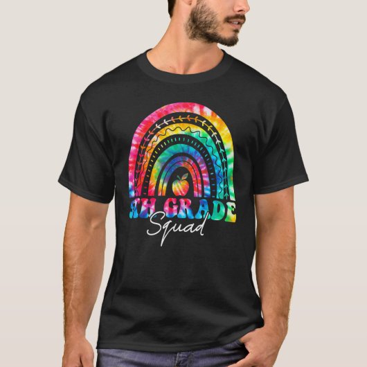 5年生スクワッドレインボー絞り染め第五先生スタッド Tシャツ (正面)