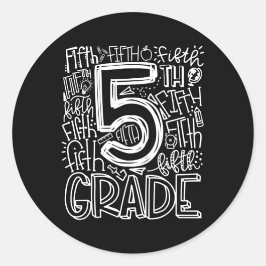 5年生タイポグラフィチーム5年生先生バック ラウンドシール (正面)