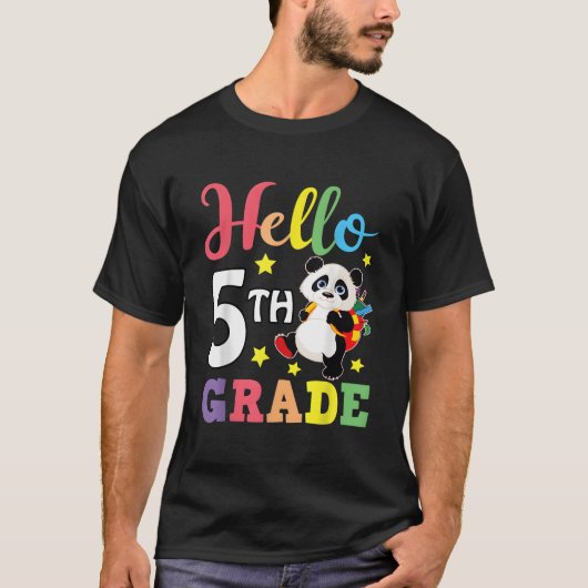 5年生パンダのバックトゥスクールグッズ Tシャツ (正面)
