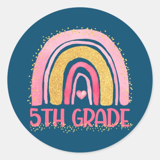 5年生レインボーウォーター色先生キッズバック ラウンドシール (正面)