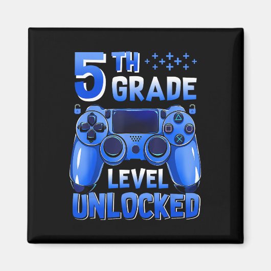 5年生レベル アンロック済みゲーマー 最初の学校の日 マグネット (正面)
