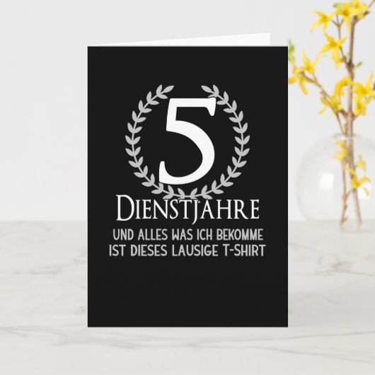 5年間の勤続記念会社パーティー社員 カード (黄色い花)
