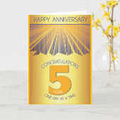 5年間の節酒記念日 | ゴールデンレイ12ステップ カード (黄色い花)