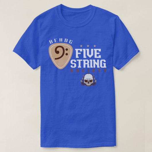 5弦ソサエティバスギター Tシャツ (デザイン正面)