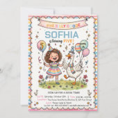 5才の誕生日おめでとう 五匹のガチョウ 水彩画 キッズ 招待状 (正面)
