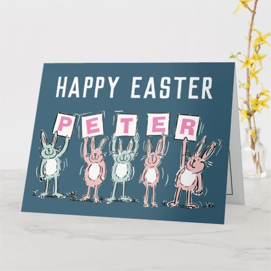 5文字の名前のハッピーイースターカード カード (黄色い花)