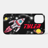 5文字の宇宙ロケット黒の赤い男の子の名前 Case-Mate iPhoneケース (裏面 (横))