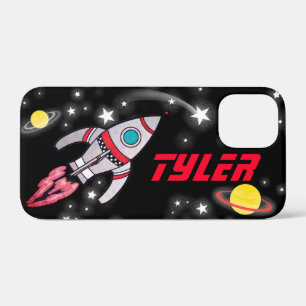 5文字の宇宙ロケット黒の赤い男の子の名前 iPhone 12 MINI ケース
