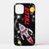 5文字の宇宙ロケット黒の赤い男の子の名前 Case-Mate iPhoneケース (裏面)