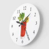 5時どこかで血メアリーカクテル ラージ壁時計 (傾斜)