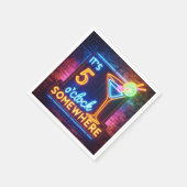 5時どこかのネオンの看板レンガ スタンダードカクテルナプキン (角)