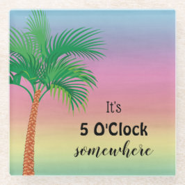 5時のどこか|熱帯の夕日  ガラスコースター