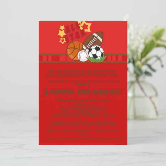 5時間365日すべての星赤の誕生日パーティーの招待状 招待状 (スタンド正面)