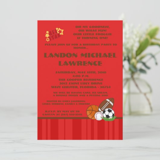 5時間365日すべての星赤の誕生日パーティーの招待状 招待状 (スタンド正面)